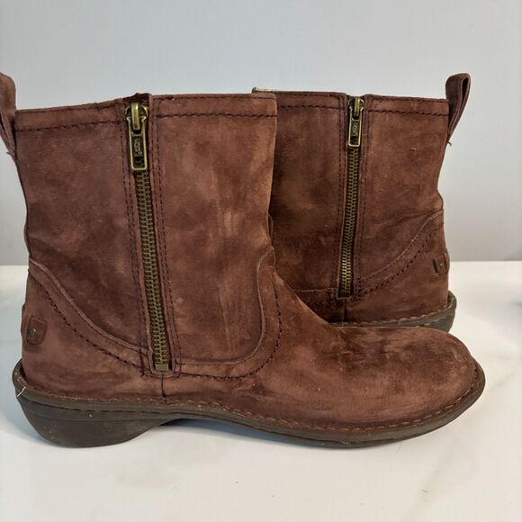 Ugg Australia Women Neevah Women Round Toe Leather Ankle Boot Dark Brown Size 8 - Picture 7 of 10